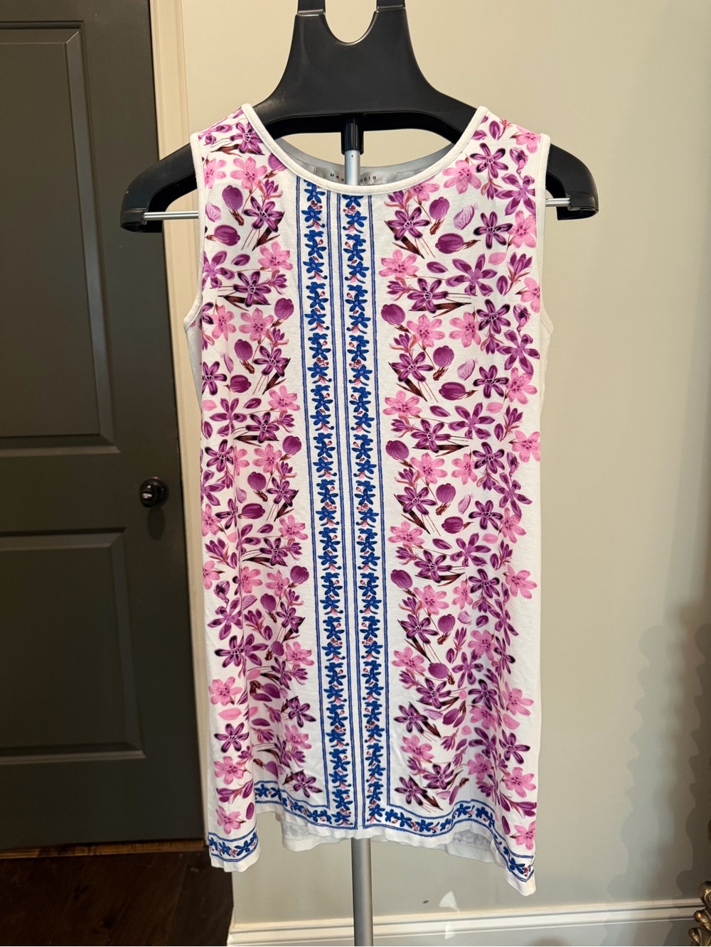 Max Studio White Pink Purple Floral Shift Dress XS